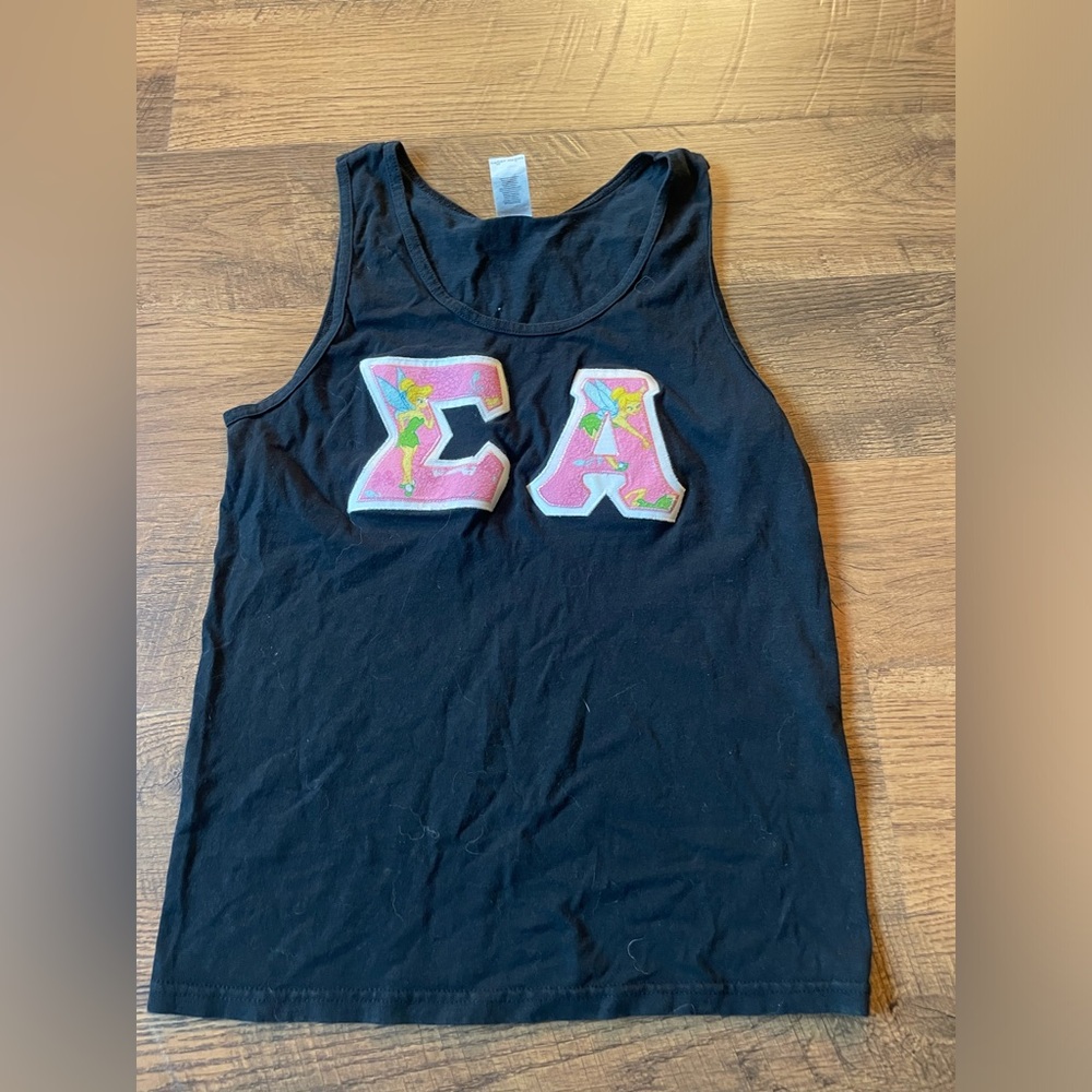 Sigma Alpha sorority tinker bell letters tank top